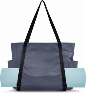 Navy Grey Yoga Mat Bag Carrier with Wet Dry Storage Pockets Pilates Bag Large Gym Tote Carryall with Water Bottle Holder for Women Men Travel Accessories