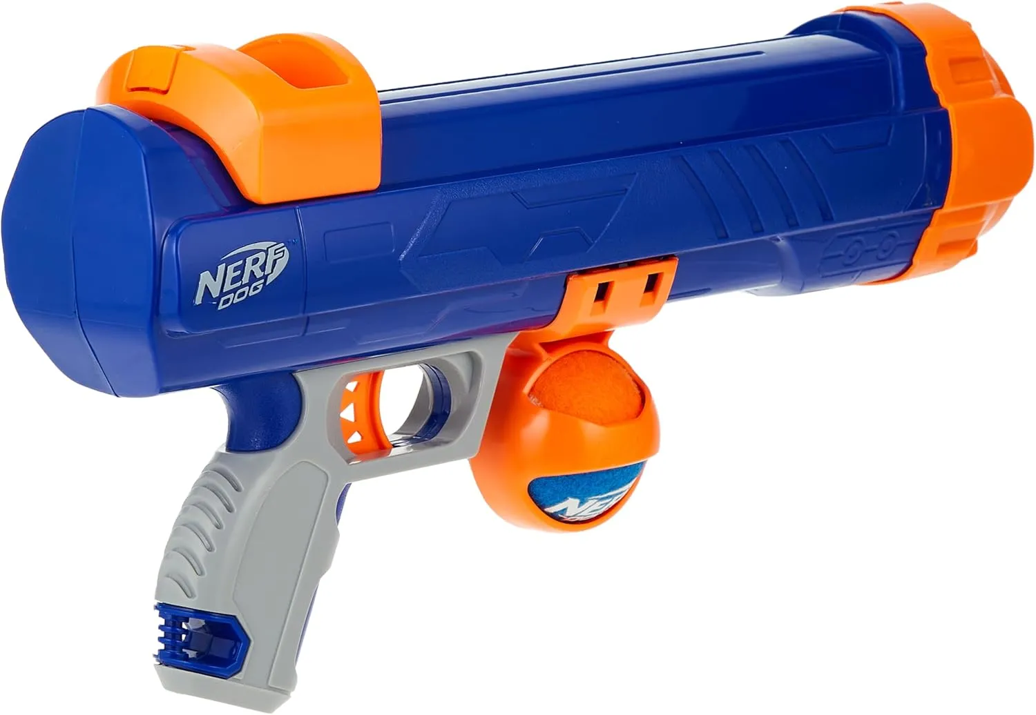Nerf Dog Tennis Ball Blaster Dog Toy Blue/Orange, 16 Inch Compact Blaster with 1 Ball