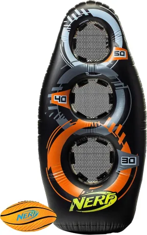 NERF Inflatable Target Set - Proshot Kids Football Blaster Game Set - 50" Standing Pop Up Target, Black/Orange/Gray