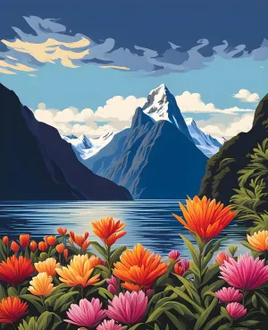 New Zealand Collection PD (8) - Milford Sound - Van-Go Paint-by-Number Kit 60x75cm no Frame