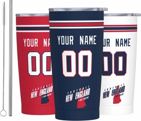 New Engl and Cup Insulated Tumbler with Straw Personalized Any Name Any Number 20 oz Gifts for Men