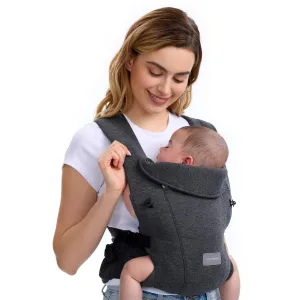 Newborn Carrier, Soft and Lightweight Baby Carrier Wrap | Ergonomic, Adjustable Neck Support | Ideal for Newborn 7-24 lbs | Enhanced Comfort and Support, Deep Grey