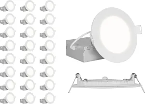NICOR Lighting REL Series 4-inch Round White Canless LED Downlight in 3000K (24 Pack) (REL411203KRDWH-24PK)