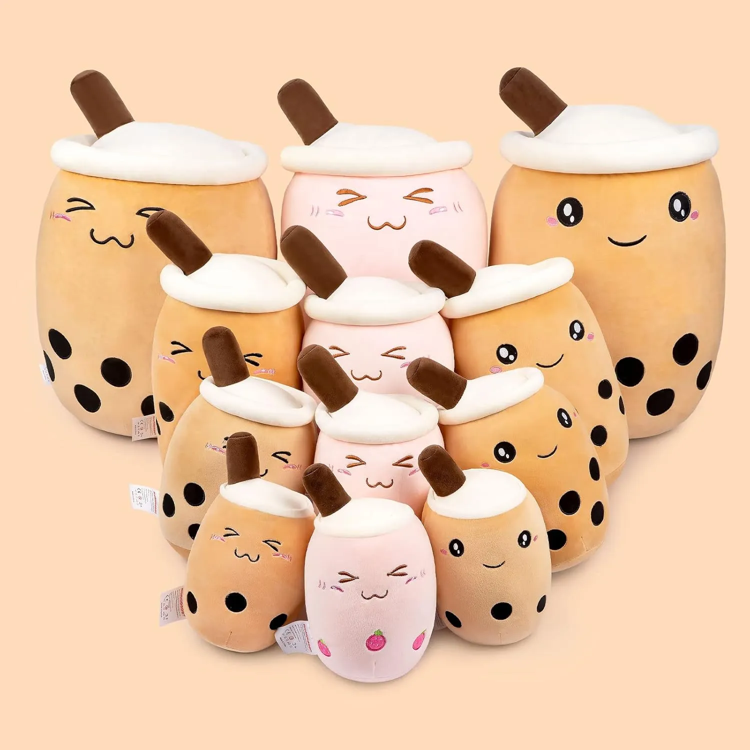 Niuniu Daddy Large Boba Tea Stuffed Animals, 24   inch Jumbo Boba Plush, Cute Bubble Tea Plushie, Brown