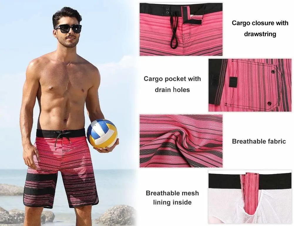 Nonwe Men's Swim Trunks Quick Dry Water Sports Beach Board Shorts with Liner