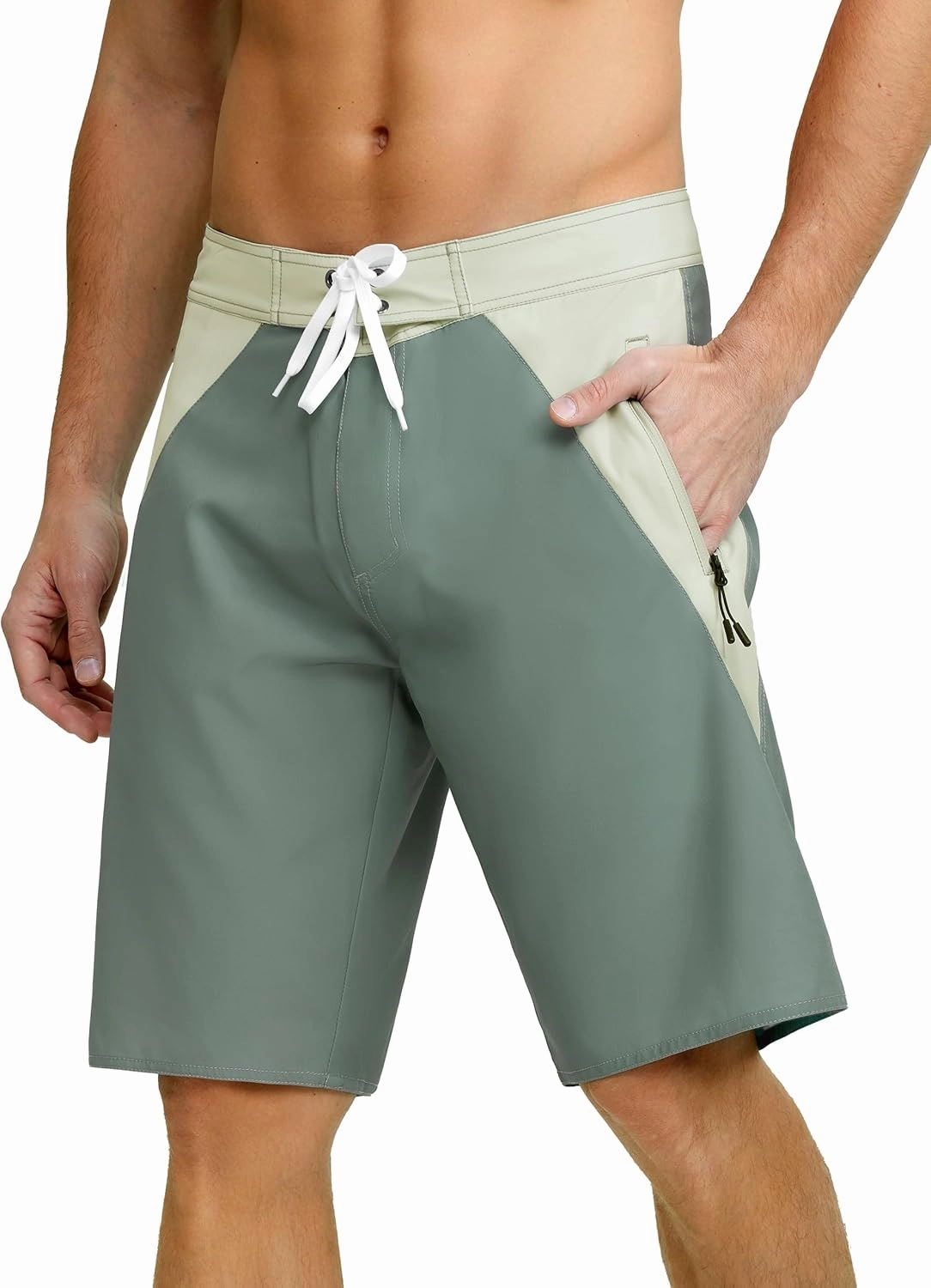 Nonwe Men's Swim Trunks with Compression Liner 2 in 1 Fast Dry Bathing Suits Cargo Surf Board Shorts with Pockets