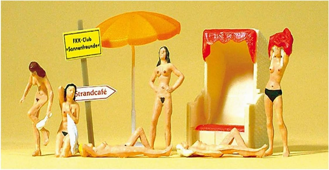 NUDIST SUNBATHERS - PREISER HO SCALE MODEL TRAIN FIGURES 10107 by Preiser
