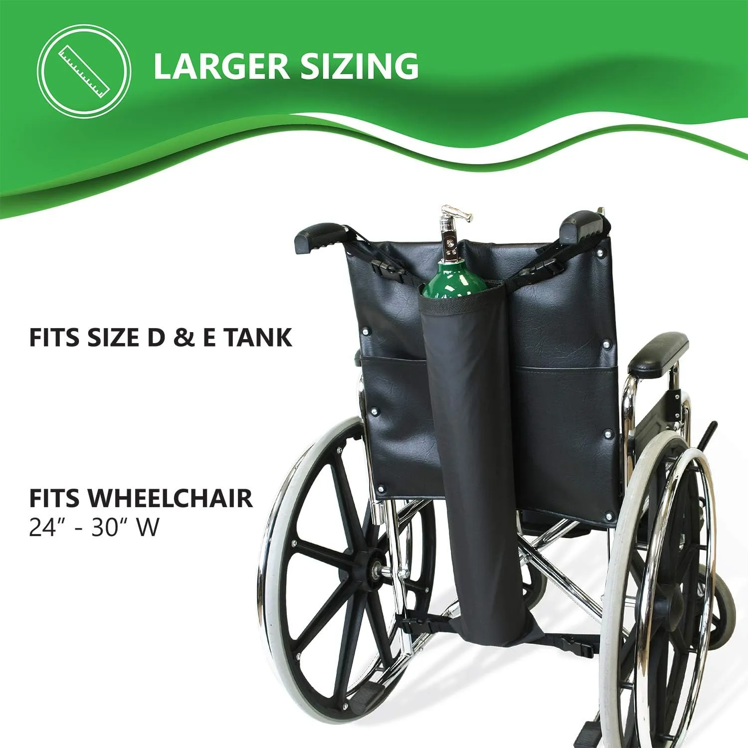 NYOrtho Oxygen Tank Holder for Wheelchair - Bariatric Size - D & E Cylinder Carrier Bag with Adjustable Straps - Heavy Duty, Waterproof, Easy to Clean Oxygen Accessory - Made in USA (22"-26")
