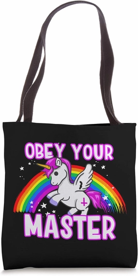 Obey Your Master - Satanic Unicorn - Anti Religion Metal Tote Bag