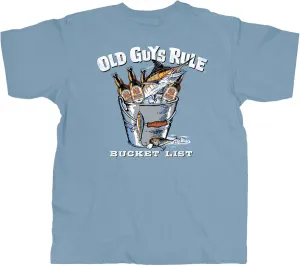 OLD GUYS RULE Men's Graphic T-Shirt, Bucket List Funny Novelty Tee for Fishing, Camping, Beer Drinkers