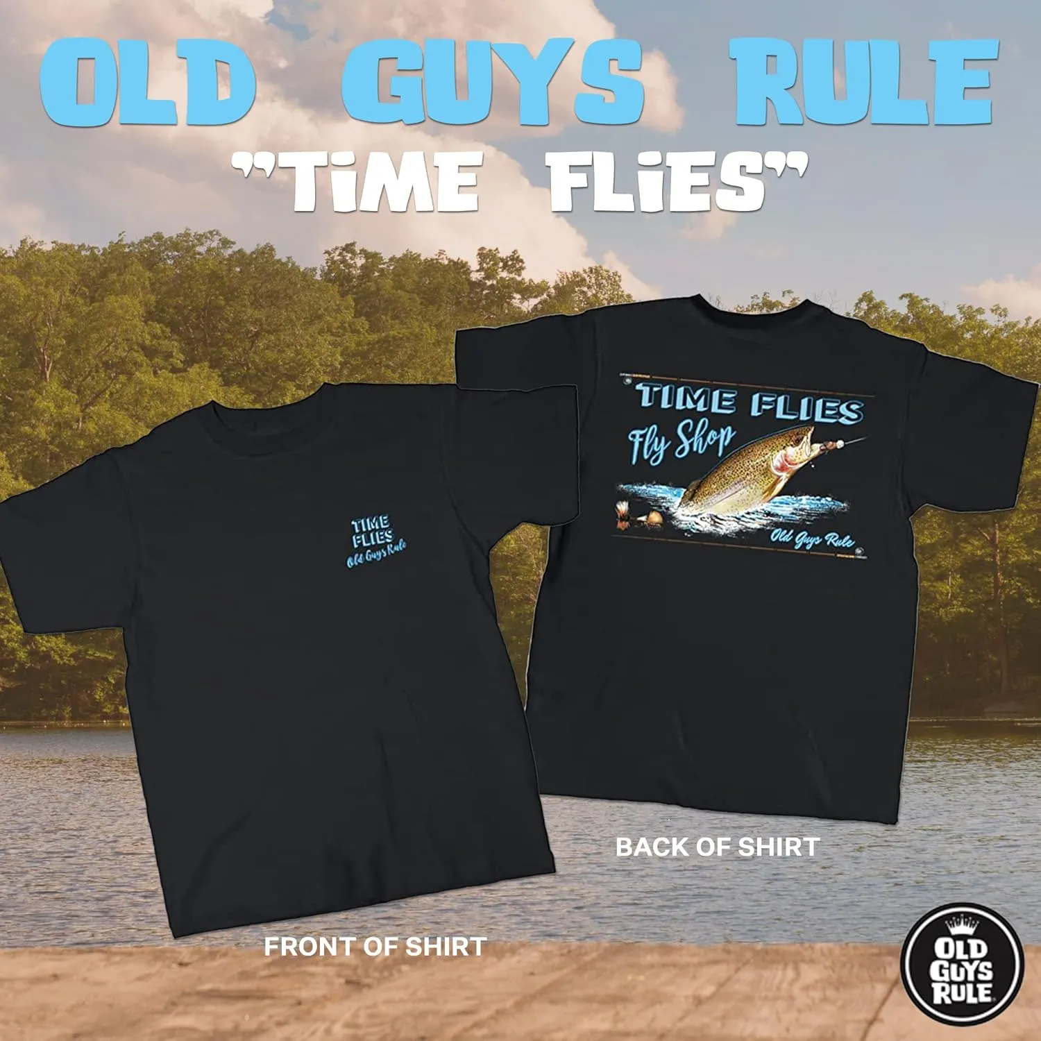 OLD GUYS RULE Mens Graphic T-Shirt, Vintage Bamboo - Father's Day, Birthday Gift - Funny Novelty Tee for Fishing, Outdoorsmen
