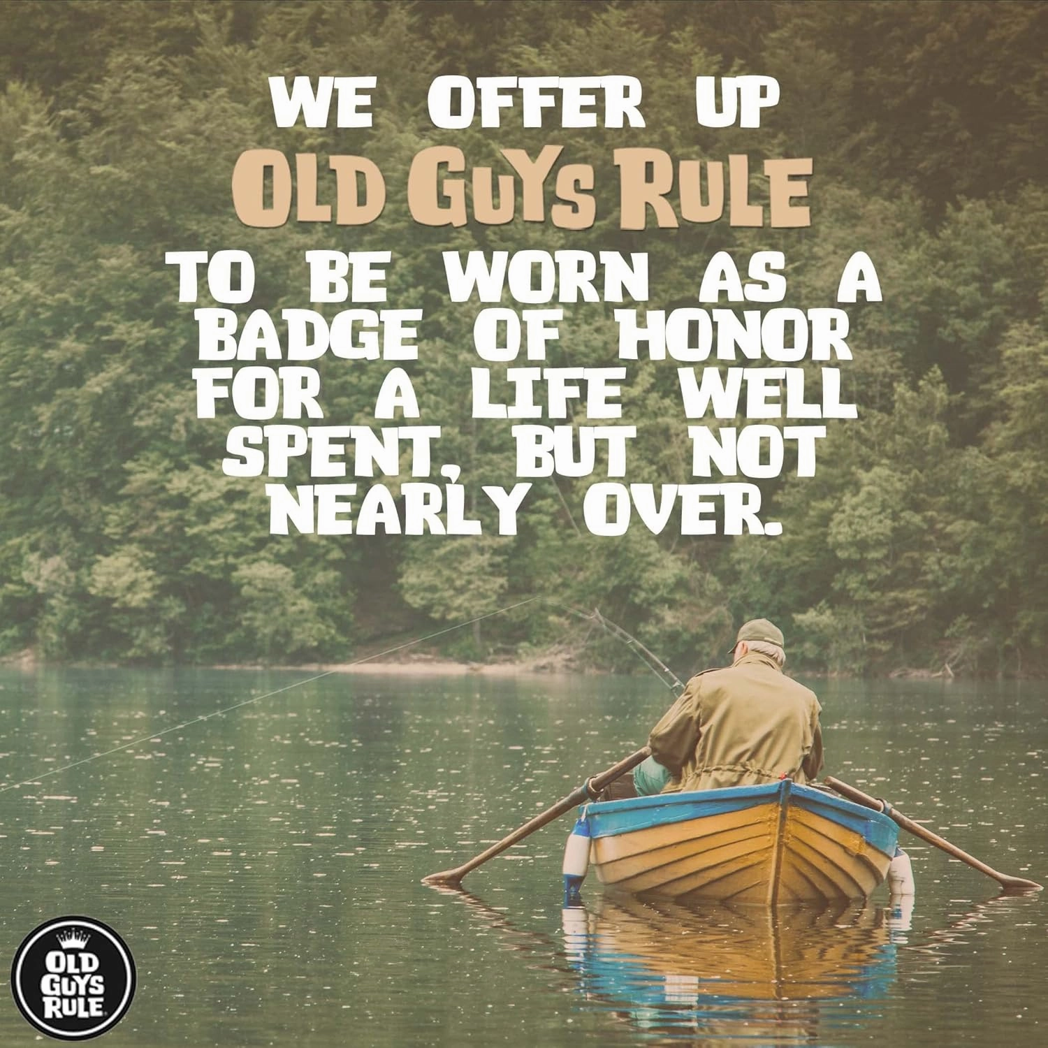 OLD GUYS RULE Men's Graphic T-Shirt, Book Hook & Cook - Father's Day, Birthday Gift - Funny Novelty Tee for Fishing, Outdoors