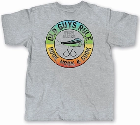OLD GUYS RULE Men's Graphic T-Shirt, Book Hook & Cook - Father's Day, Birthday Gift - Funny Novelty Tee for Fishing, Outdoors
