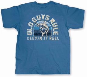OLD GUYS RULE Men's Graphic T-Shirt, Reel Marlin - Father's Day, Birthday Gift - Novelty Tee for Beach Vacation, Fishing