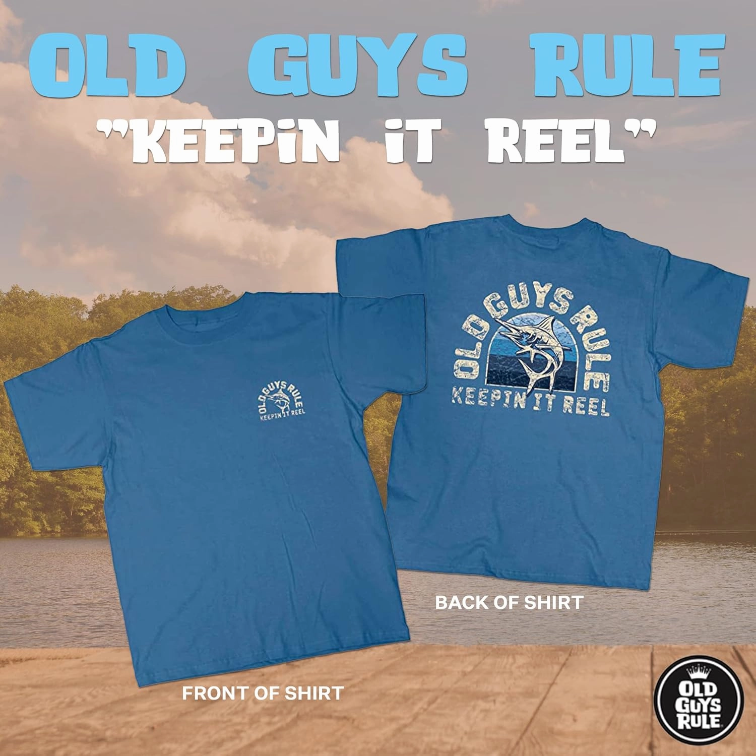 OLD GUYS RULE Men's Graphic T-Shirt, Reel Marlin - Father's Day, Birthday Gift - Novelty Tee for Beach Vacation, Fishing