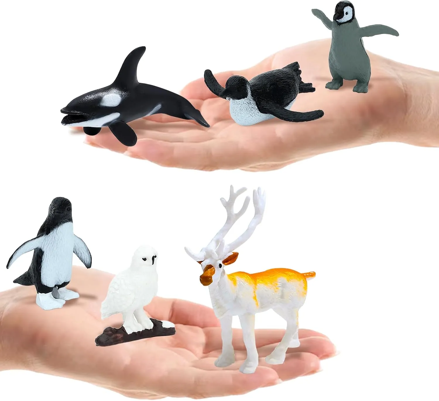 ONEST 27 Pieces Mini Arctic Animals Figurines Set Polar Animal Toys Plastic Arctic Tundra Deer Toy Animal Small White Bear Polar Fox for Kids Birthday Gift