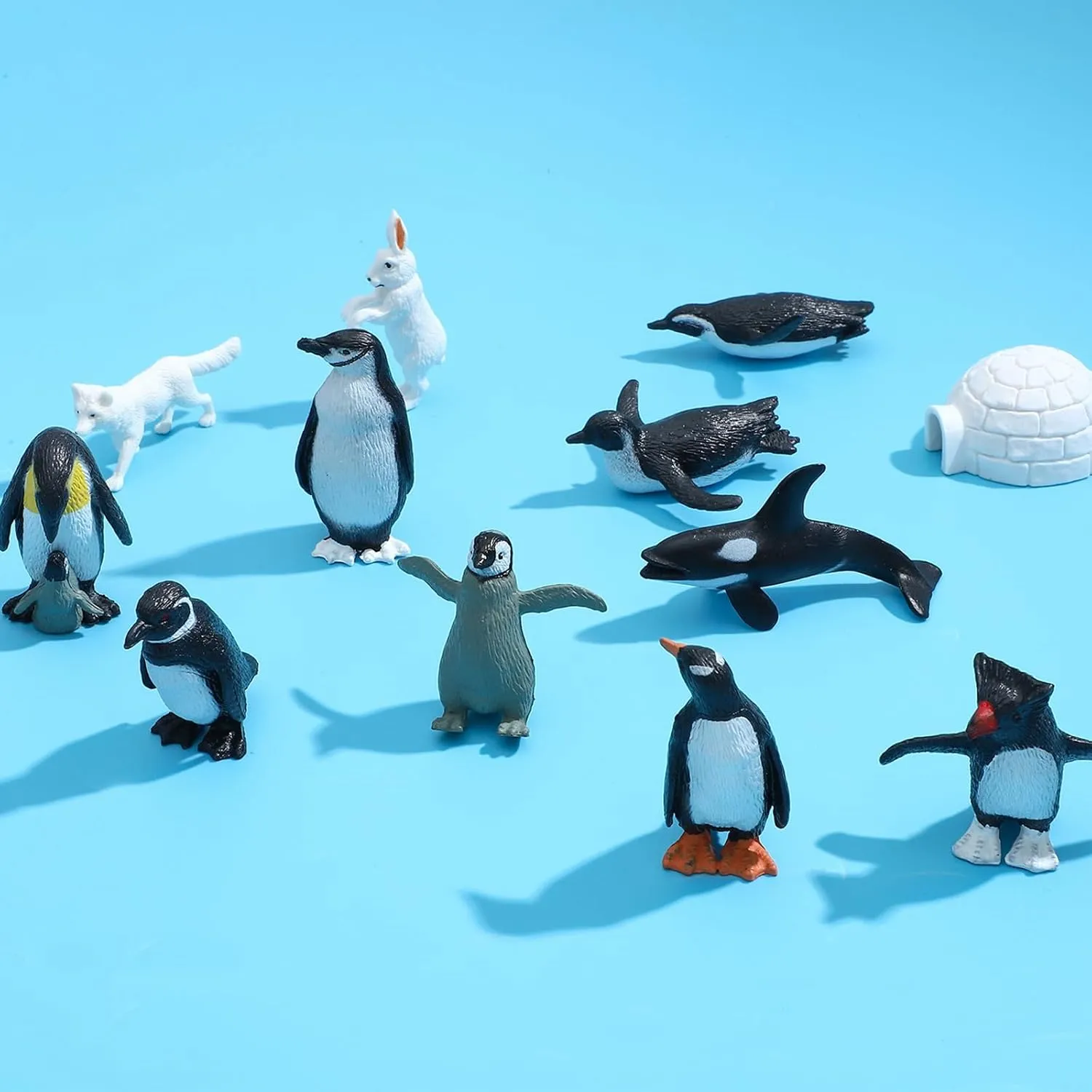 ONEST 27 Pieces Mini Arctic Animals Figurines Set Polar Animal Toys Plastic Arctic Tundra Deer Toy Animal Small White Bear Polar Fox for Kids Birthday Gift