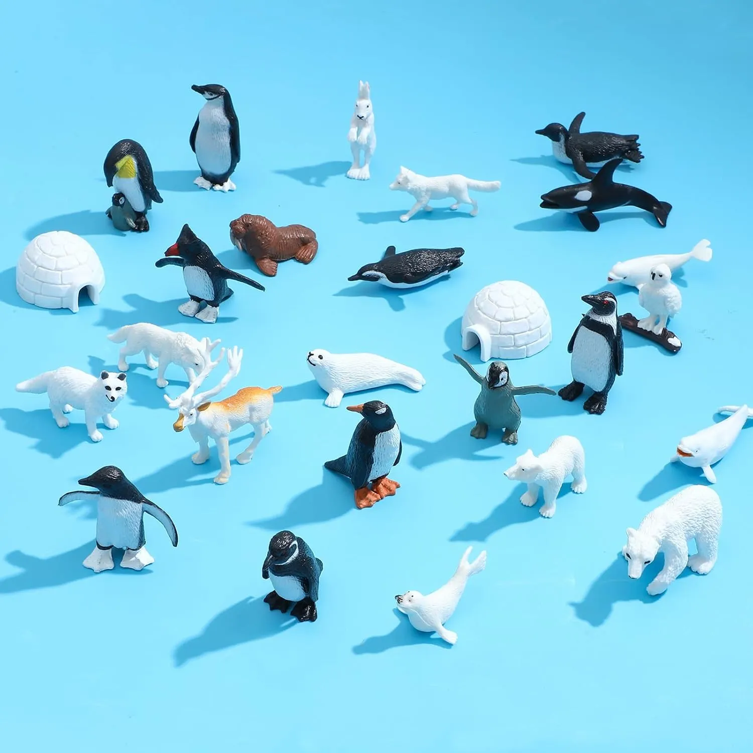 ONEST 27 Pieces Mini Arctic Animals Figurines Set Polar Animal Toys Plastic Arctic Tundra Deer Toy Animal Small White Bear Polar Fox for Kids Birthday Gift