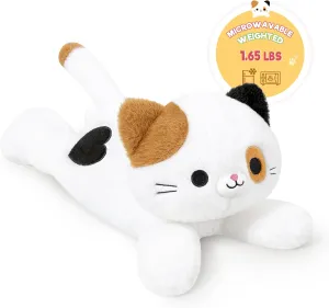 Onsoyours Original Heatable & Weighted Calico Cat Stuffed Animals, 15 inch Microwavable Kitten Plushie for Warmth & Stress Relief - Comfort Soft Plush Toys for Kids and Adults