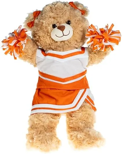 Orange and White Cheerleader Uniform for 6-10 inch Plush Toys, Soft, Comfortable, and Stylish Outfit for Stuffed Animals, Ideal for Play, Display, and Customizing for Every Occasion