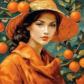 Orange Girl PD (15) - Van-Go Paint-by-Number Kit 40x40cm DIY Frame