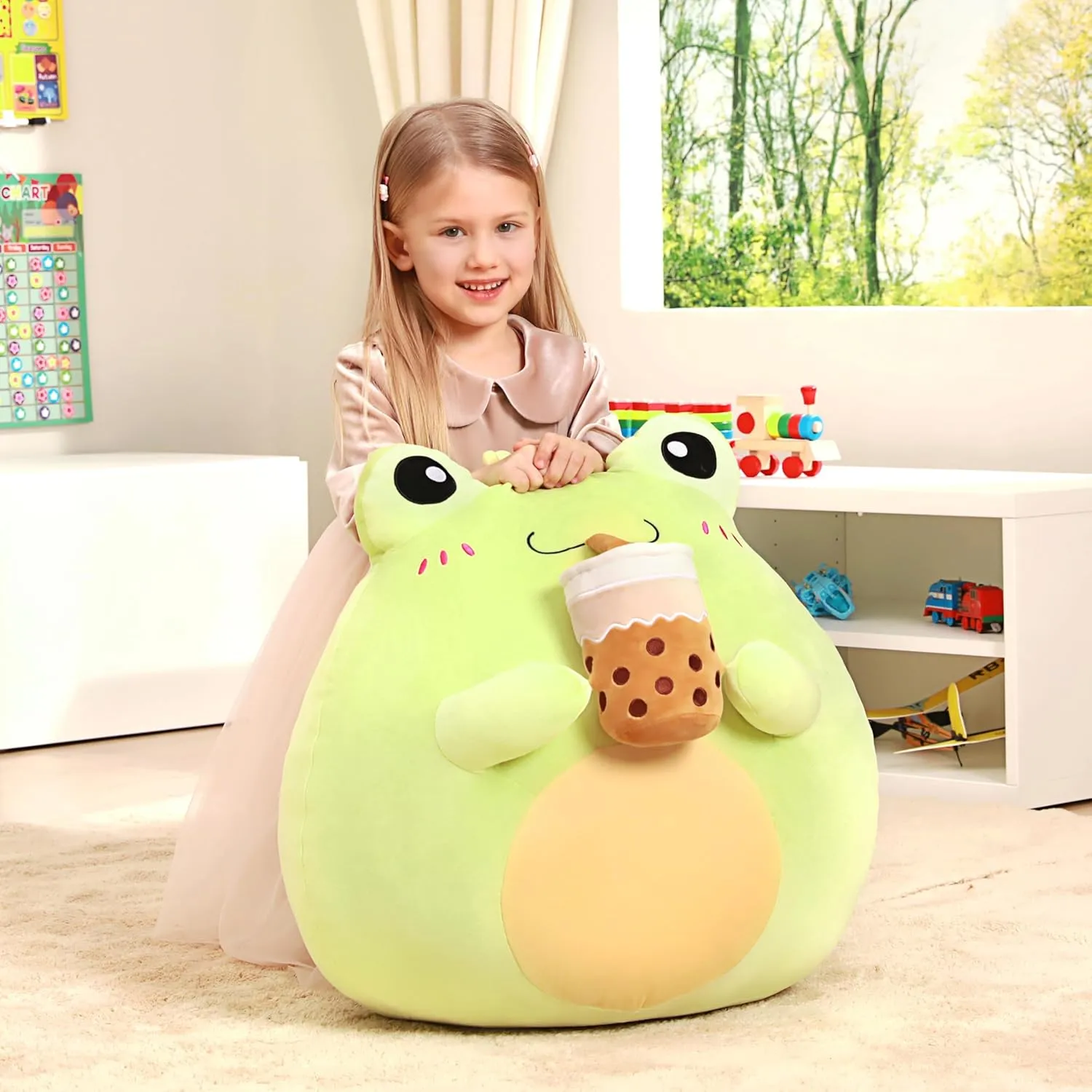 Original 21.5-inch Jumbo Frog Plush Pillow Stuffed Animal Toy,Giant Big Size Cute Soft Toys Cuddle Plushie,Gift for Kids Girls Children