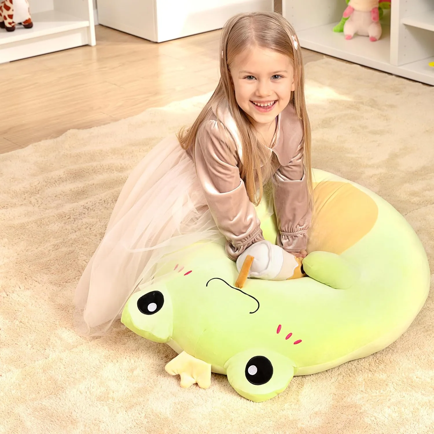 Original 21.5-inch Jumbo Frog Plush Pillow Stuffed Animal Toy,Giant Big Size Cute Soft Toys Cuddle Plushie,Gift for Kids Girls Children