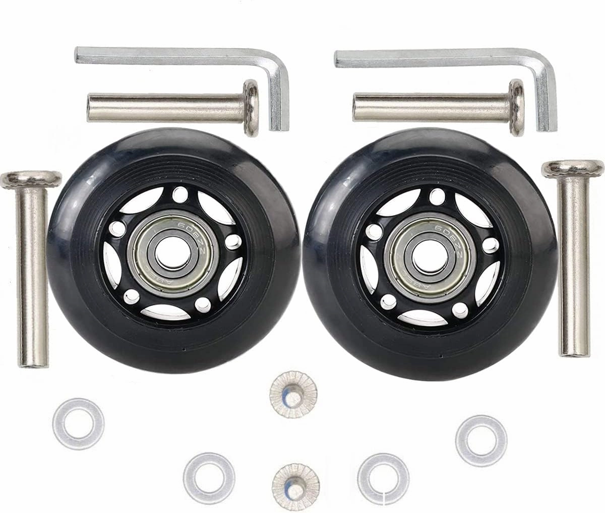 ORO 1 Pair Luggage Wheels Replacement 75 * 24mm Case Wheels with 8mm Bearings for Suitcase and Inline Outdoor Skate and Caster Board