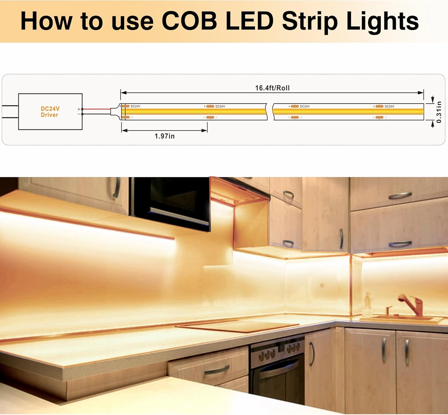 Outdoor LED Strip Lights,2700K Warm White,24V IP67 LED Strips,32.8FTt/10M,CRI90  Waterproof led cob Strip Light for Bathroom,Pool,Garden,Sauna Rooms(Power Not Included)