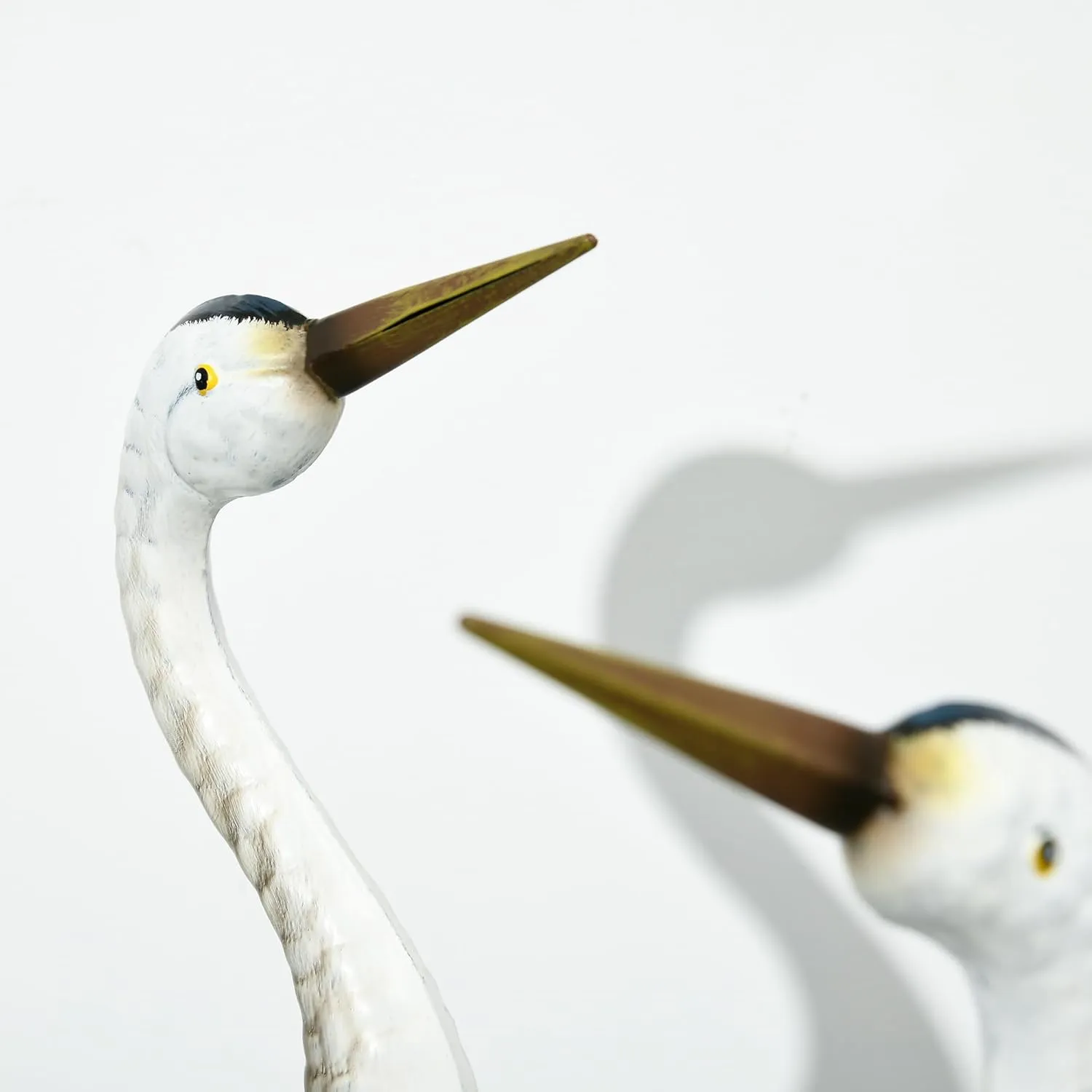 Outsunny Crane Garden Statues, 28.5" & 29" Standing Bird Sculptures, Metal Yard Art Decor for Lawn, Patio, Backyard, Landscape Decoration Set of 2, Blue & White