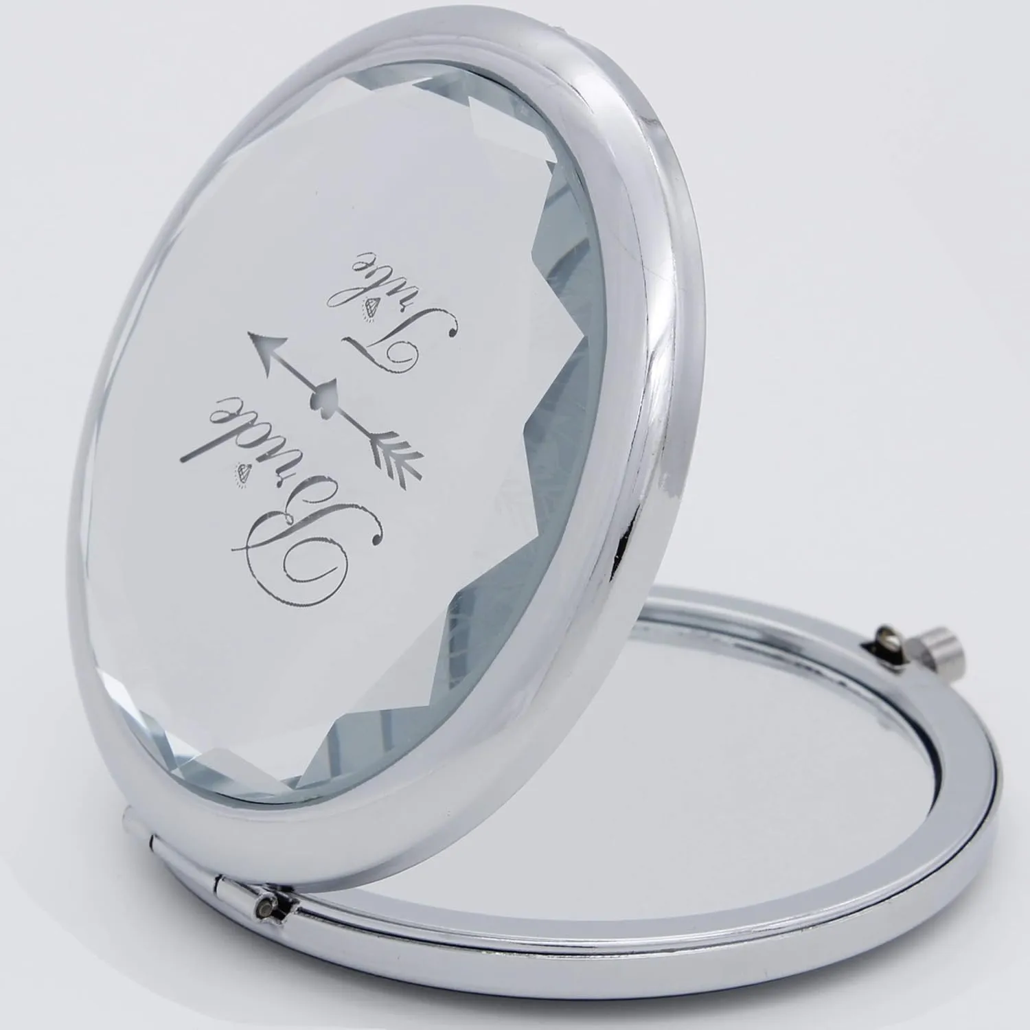 Pack of 8 Compact Pocket Makeup Mirrors Set Include 1 Bride to Be Mirror 7 Bride Tribe Mirrors and 8 Pack Bridesmaid Love Knot Bracelets for Bachelorette Party Bridesmaid Proposal Gifts (Silver)