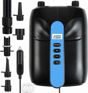 Paddle Board Pump,20PSI High Pressure SUP Electric Air Pump,Dual Stage Inflation SUP Electric Pump for Stand Up Paddle Boards,Boats,Kayak,Inflation & Deflation,12V DC Car Connector