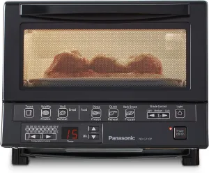 Panasonic NB-G110P-K Toaster Oven FlashXpress with Double Infrared Heating and Removable 9-Inch Inner Baking Tray, 1300W, 4-Slice, Black
