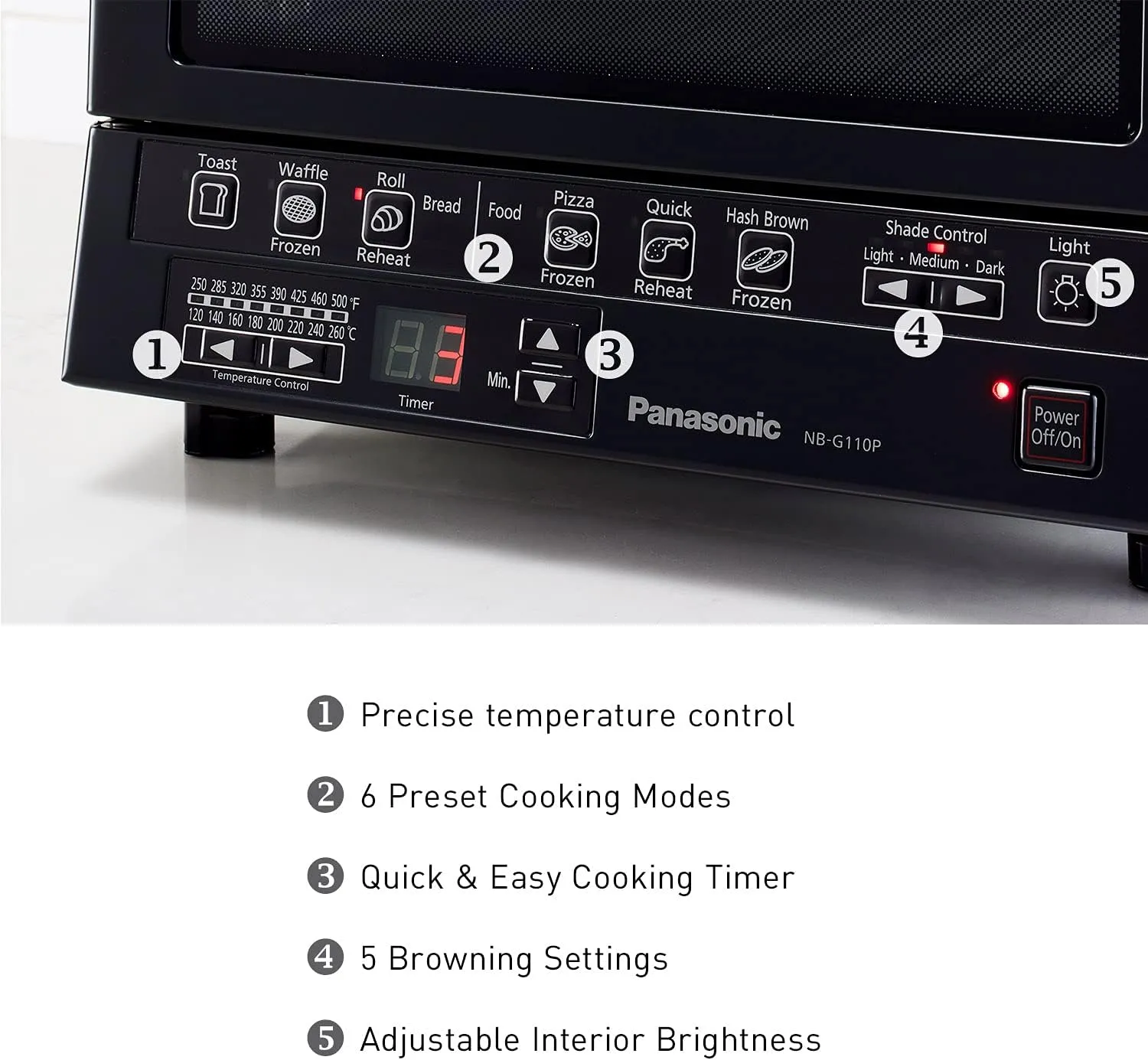 Panasonic NB-G110P-K Toaster Oven FlashXpress with Double Infrared Heating and Removable 9-Inch Inner Baking Tray, 1300W, 4-Slice, Black