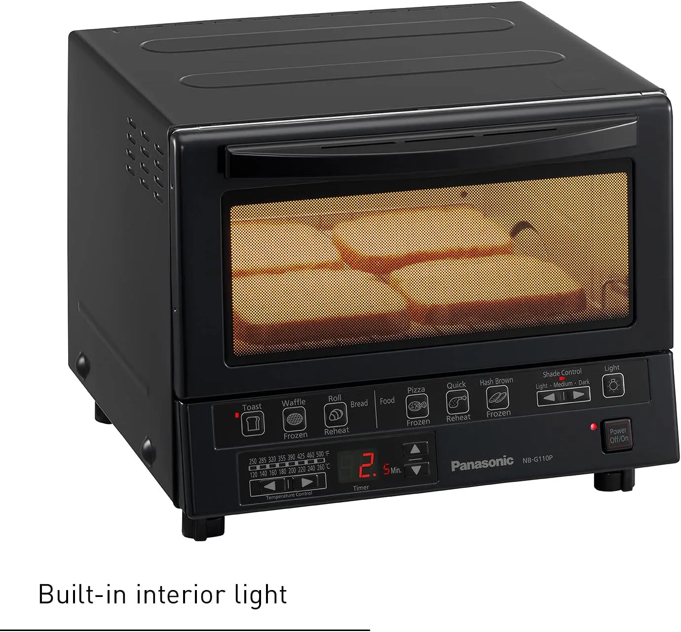 Panasonic NB-G110P-K Toaster Oven FlashXpress with Double Infrared Heating and Removable 9-Inch Inner Baking Tray, 1300W, 4-Slice, Black