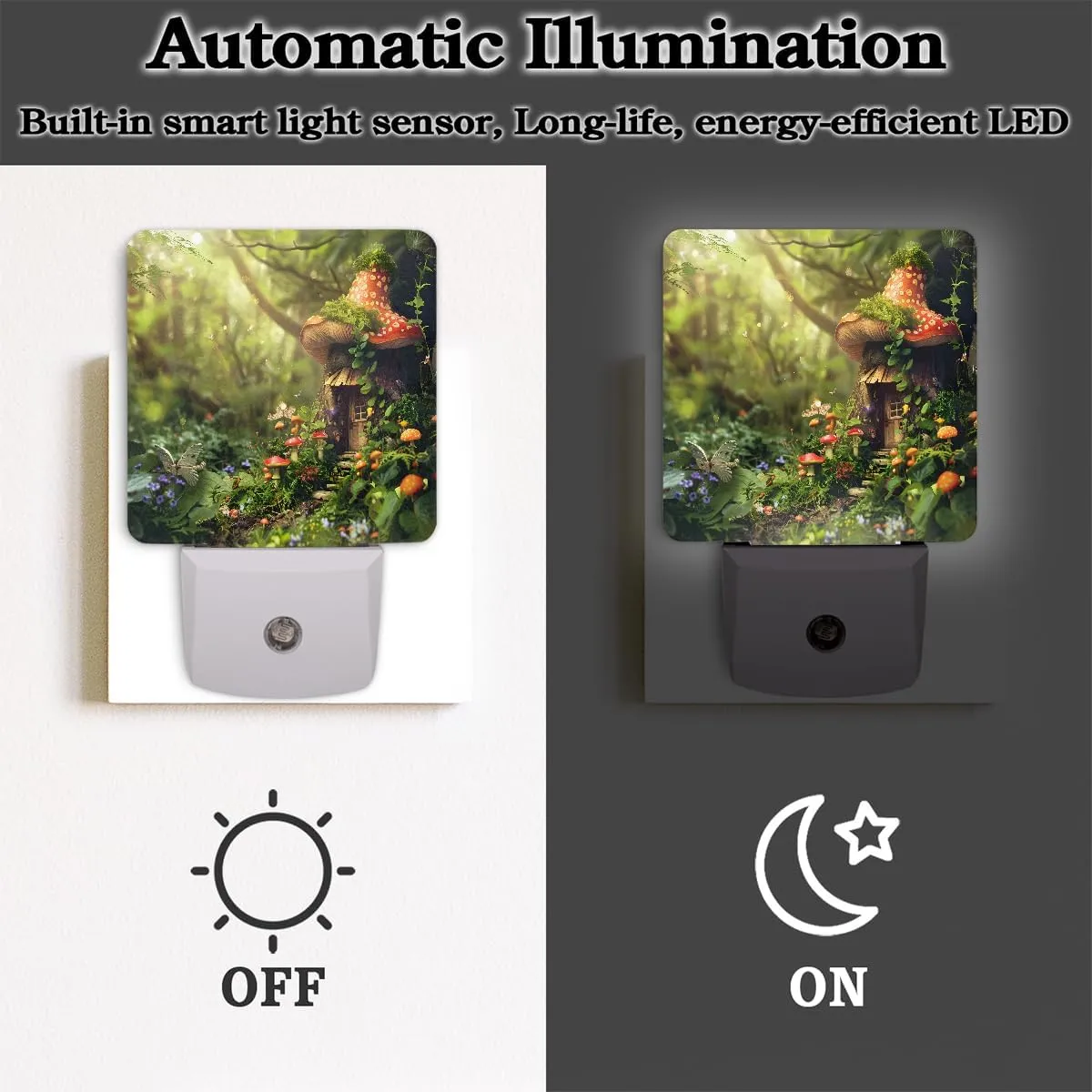 Pardick Dream Fresh Forest Plug in Night Light Set of 2 LED Nightlights Auto Dusk to Dawn Sensor Nightlight Lamp for Kids Boy Girls Room Bedroom Bathroom Kitchen Hallway Nursery Stairs Decor