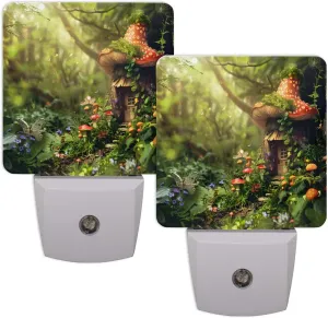 Pardick Dream Fresh Forest Plug in Night Light Set of 2 LED Nightlights Auto Dusk to Dawn Sensor Nightlight Lamp for Kids Boy Girls Room Bedroom Bathroom Kitchen Hallway Nursery Stairs Decor