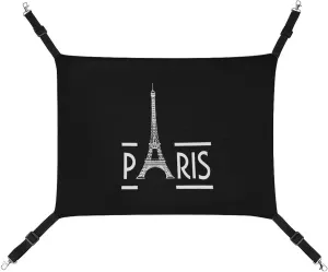 Paris with Eiffel Cat Hanging Hammock Soft Breathable Pet Cage Dog Hammock with Adjustable Straps and Metal Hooks