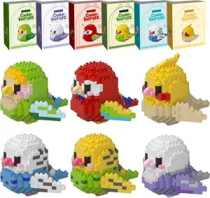 Parrots Micro Mini Building Block Sets Birthday Gift for Kids, Animals Buildling Model Kits, Mini Bricks Birds Series Toys for Kids（6 Boxes）