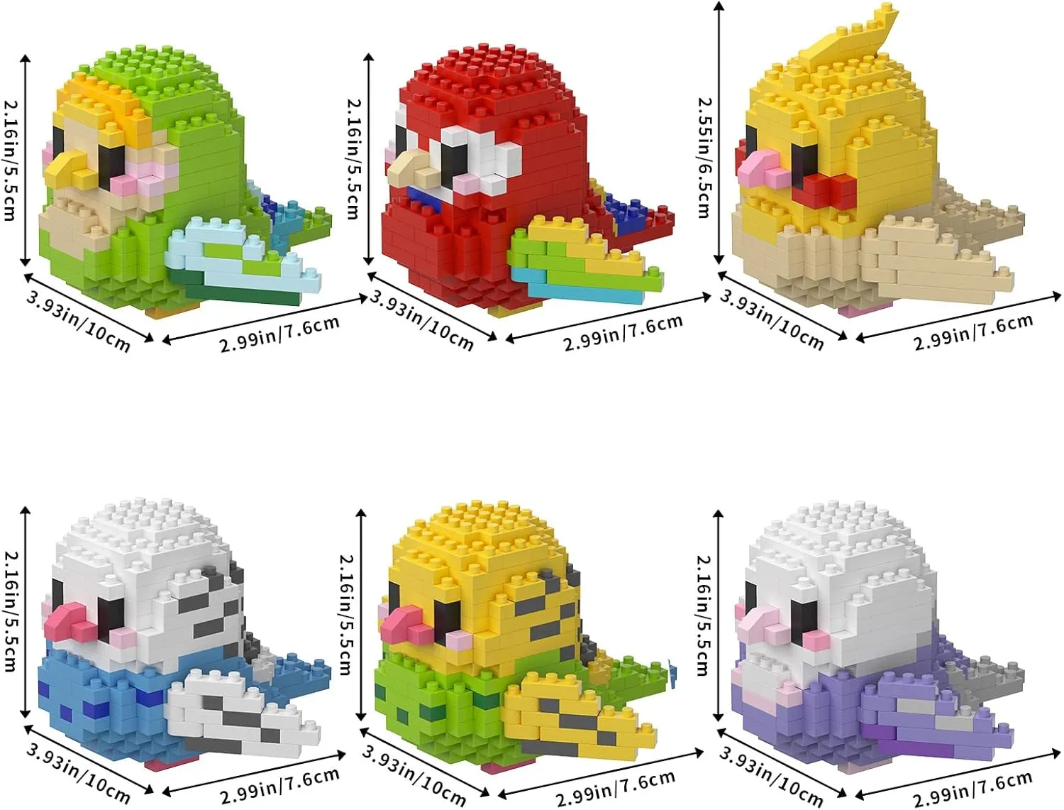 Parrots Micro Mini Building Block Sets Birthday Gift for Kids, Animals Buildling Model Kits, Mini Bricks Birds Series Toys for Kids（6 Boxes）