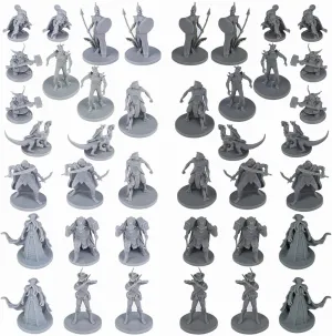 Path Gaming 40 Fantasy Tabletop Miniatures for Dungeons and Dragons . 28MM Scaled 10 Unique Designs, Bulk Unpainted
