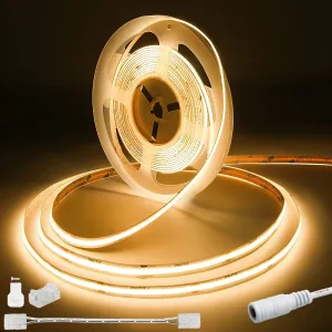 PAUTIX COB LED Strip Light 24ft/7.5m 3780LEDs Warm White 2700K CRI90  High Lumen Super Bright,Lead-free Material Flexible DC24V LED Tape for Home&Office DIY Lighting Project(Power Supply Not Included)