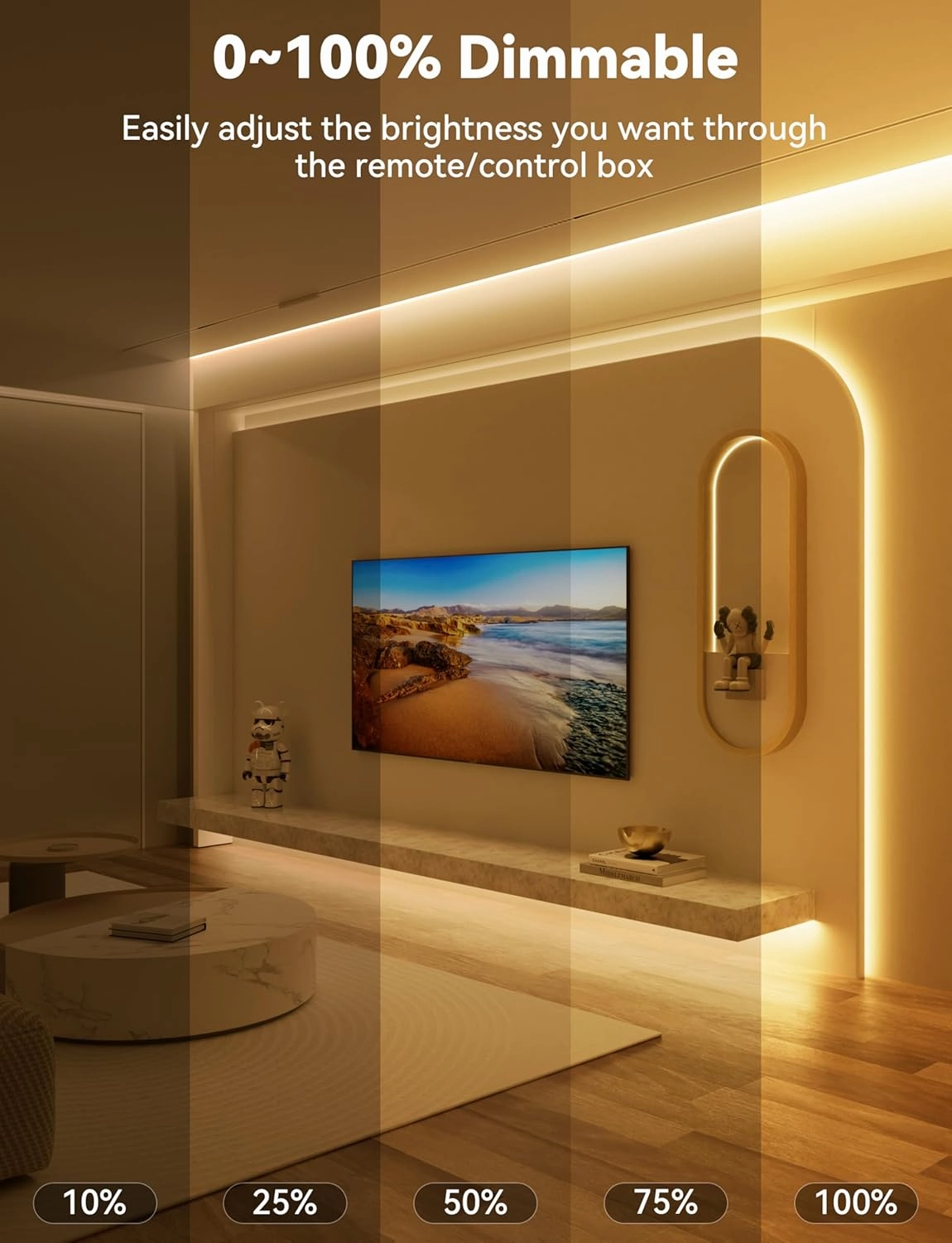 PAUTIX COB LED Strip Light 16.4ft,Engineering Level UL Listed Warm White 2700K,CRI93  Super Bright High Lumen,Dimmable 24V Flexible LED Tape Light with RF Remote,for Cabinets,Home&Office DIY Lighting