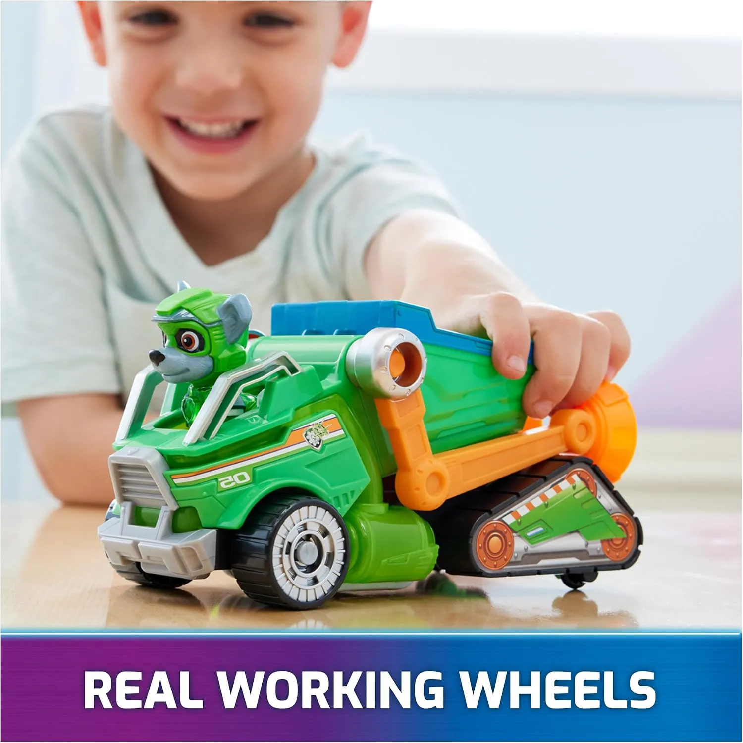 Paw Patrol: The Mighty Movie, Toy Garbage Truck Recycler with Rocky Mighty Pups Action Figure, Lights and Sounds, Kids Toys for Boys & Girls 3 