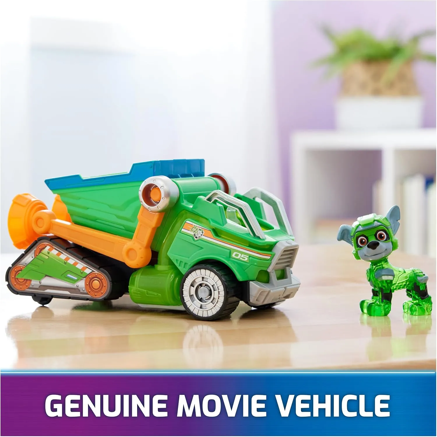 Paw Patrol: The Mighty Movie, Toy Garbage Truck Recycler with Rocky Mighty Pups Action Figure, Lights and Sounds, Kids Toys for Boys & Girls 3 