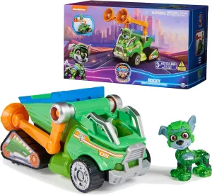 Paw Patrol: The Mighty Movie, Toy Garbage Truck Recycler with Rocky Mighty Pups Action Figure, Lights and Sounds, Kids Toys for Boys & Girls 3 