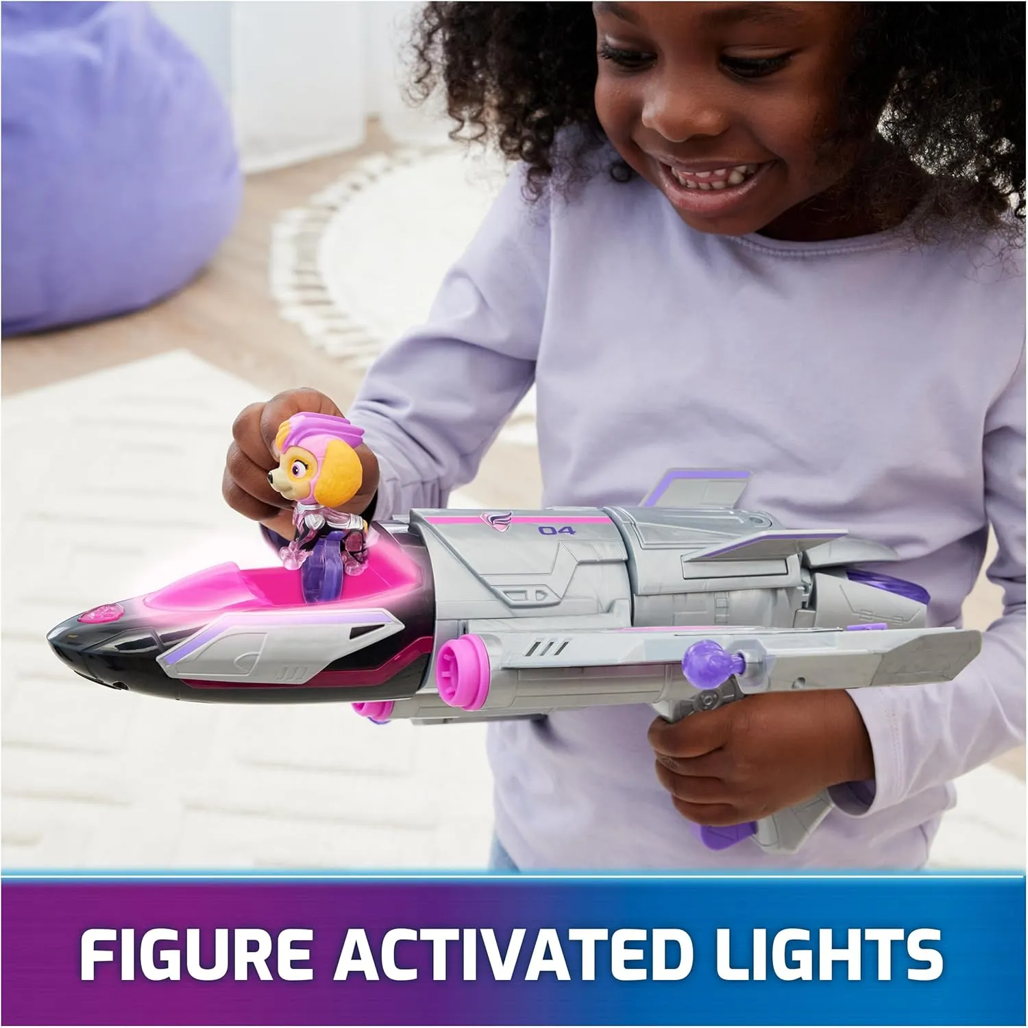 Paw Patrol: The Mighty Movie, Transforming Rescue Jet with Skye Mighty Pups Action Figure, Lights and Sounds, Kids Toys for Boys & Girls 3 
