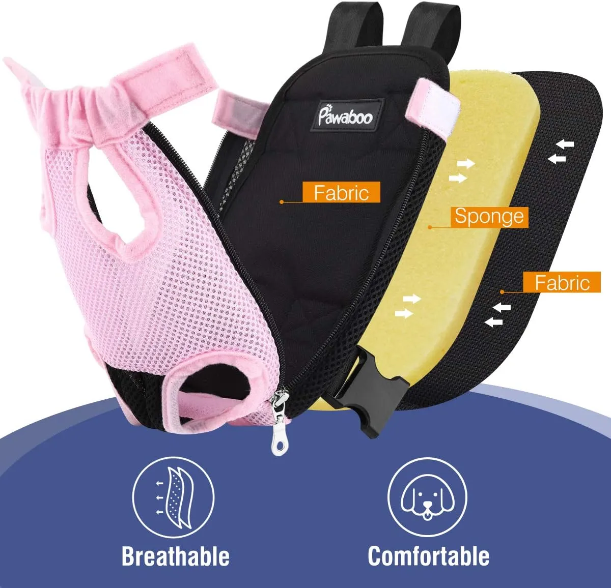 Pawaboo Pet Carrier Backpack, Adjustable Pet Front Cat Dog Carrier Backpack Travel Bag, Legs Out, Easy-Fit for Traveling Hiking Camping for Small Medium Dogs Cats Puppies, Small, Pink
