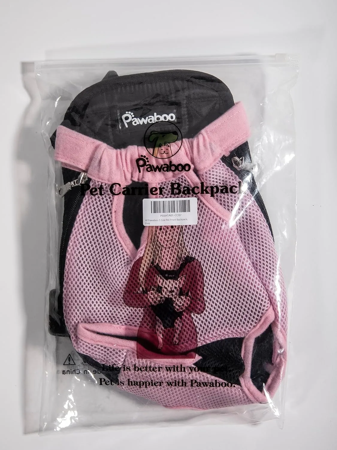 Pawaboo Pet Carrier Backpack, Adjustable Pet Front Cat Dog Carrier Backpack Travel Bag, Legs Out, Easy-Fit for Traveling Hiking Camping for Small Medium Dogs Cats Puppies, Small, Pink