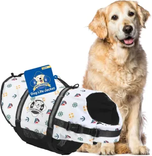 Paws Aboard Dog Life Jacket - Keep Your Canine Safe with a Neoprene Life Vest for Swimming and Boating - Available in Different Sizes, Color and Design to Choose - Nautical Dog, Large